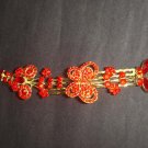 Bridal butterfly Headpiece gold tone Red Rhinestone Hair tiara Comb RB607