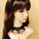Gothic sexy Lolita Lace Red Bead Black Choker necklace NR319
