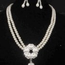 Bridal Faux Pearl Heart earring necklace set NR220