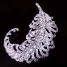 Bridal dress scarf cake decoration Feather leave Rhinestone Brooch pin PI586