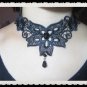 Gothic Lolita Lace Crochet Bead Flower Black Choker necklace NR260