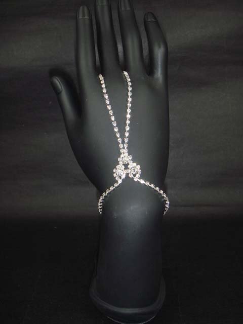 Sexy Rhinestone belly dance cuff slave Bracelet with ring BR186