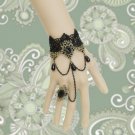 Gothic Lolita Sexy Flower dangle black Belly dance slave bracelet BR327