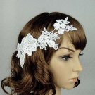Bridal White topknot Headpiece Hair Flower Fascinator Crochet Bead clip BA167