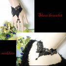 Gothic sexy Lolita butterfly dangle Black Victorian style Choker necklace NR389