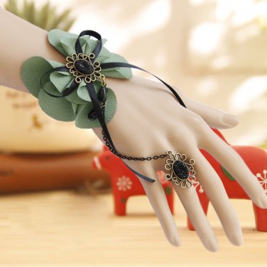 Gothic Lolita Sexy Flower dangle black Belly dance slave bracelet BR328