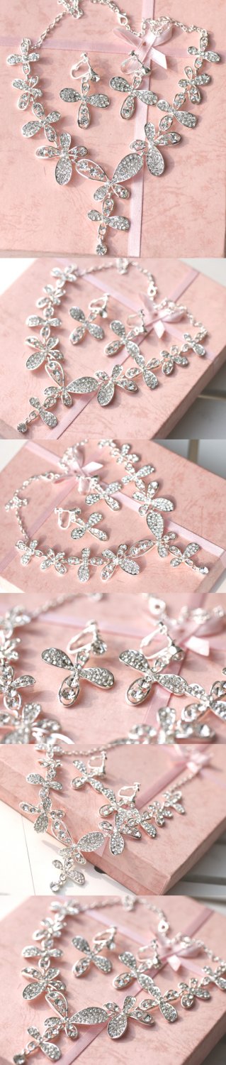 Bridal Rhinestone crystal tiara earring necklace set NR378