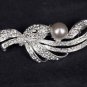 Bridal Cake topper heart Faux pearl crystal Rhinestone Brooch pin PI578