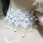 Bridal Gothic sexy Lolita Lace Faux pearl white Choker necklace NR402
