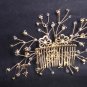 Bridal Crystal Rhinestone gold tone Flower Faux pearl Hair tiara Comb RB627