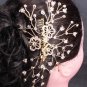 Bridal Crystal Rhinestone gold tone Flower Faux pearl Hair tiara Comb RB627