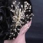Bridal Crystal Rhinestone gold tone Flower Faux pearl Hair tiara Comb RB627