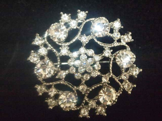Bridal Cake topper vintage style crystal Rhinestone Brooch pin PI438
