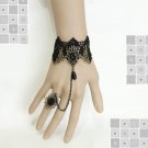 Gothic Lolita Sexy Flower black Belly dance slave bracelet thin hand BR326