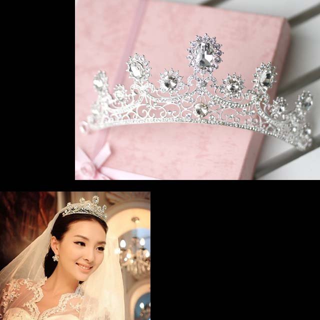 Bridal Rhinestone Crystal topknot crown Headdress Headpiece Hair tiara HR206