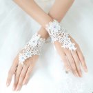 Bridal prom sexy Lace white flower Fingerless Gloves S36