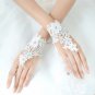 Bridal prom sexy Lace white flower Fingerless Gloves S36