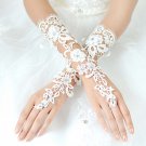 Bridal prom sexy Lace white flower Fingerless Gloves S37