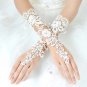 Bridal prom sexy Lace white flower Fingerless Gloves S37