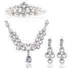 Bridal Butterfly Rhinestone Crystal Swan Hair tiara necklace earring set NR420