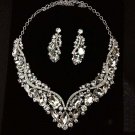 Bridal dangle elegant Rhinestone Crystal Hair tiara necklace earring set NR410