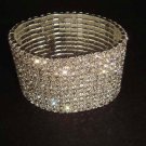 12 row Bridal Rhinestone Stretch Cuff Bracelet BR176