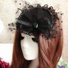 Bridal Black bow Headpiece Hair lace Fascinator topknot clip BA185