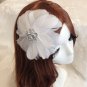 Bridal Off White feather Headpiece Hair flower Fascinator topknot clip BA184