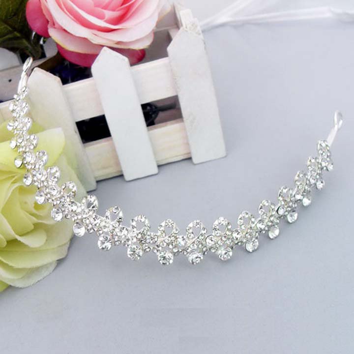Bridal Rhinestone crown forehead band topknot headpiece Hair Tiara HR222