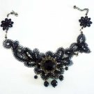 Gothic Lolita Lace ribbon black Flower Dangle Choker necklace NR416