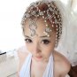 Bridal Rhinestone forehead band Butterfly Faux pearl topknot Hair tiara HR215