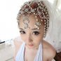 Bridal Rhinestone forehead band Butterfly Faux pearl topknot Hair tiara HR215