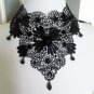 Gothic Lolita Lace ribbon black Flower Dangle Choker necklace NR414