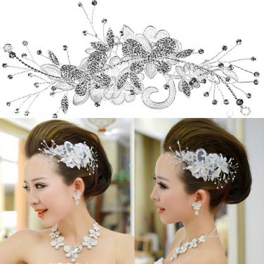 Bridal Rhinestone forehead band butterfly lace Hair tiara topknot HR216