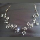 Bridal Rhinestone crystal heart gold tone Adjustable forehead band Tiara HR224
