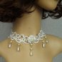 Gothic sexy Lolita Lace White flower dangle Choker necklace NR429