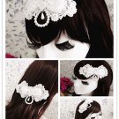 Bridal White lace Bow Headpiece Hair Fascinator Faux pearl topknot clip BA187