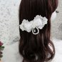 Bridal White lace Bow Headpiece Hair Fascinator Faux pearl topknot clip BA187