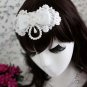 Bridal White lace Bow Headpiece Hair Fascinator Faux pearl topknot clip BA187
