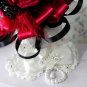 Bridal White lace Bow Headpiece Hair Fascinator Faux pearl topknot clip BA187