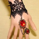 Sexy Belly dance Rhinestone flower Red Black Lace gothic slave Bracelet BR353