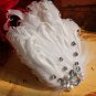 Bridal White feather Headpiece Hair Fascinator Faux pearl topknot clip BA186