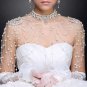 Bridal crystal Dangle faux pearl Rhinestone shoulder deco bib necklace NR461