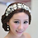 Bridal Rhinestone crystal dangle Faux pearl forehead deco Headpiece HR257