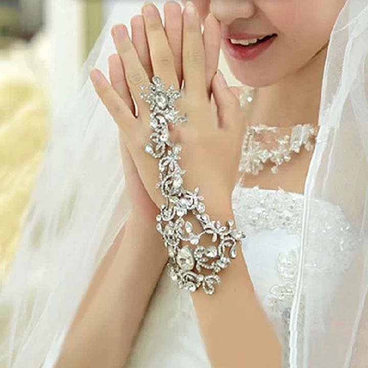 Bridal Clear Rhinestone crystal Elegant slave bracelet BR372
