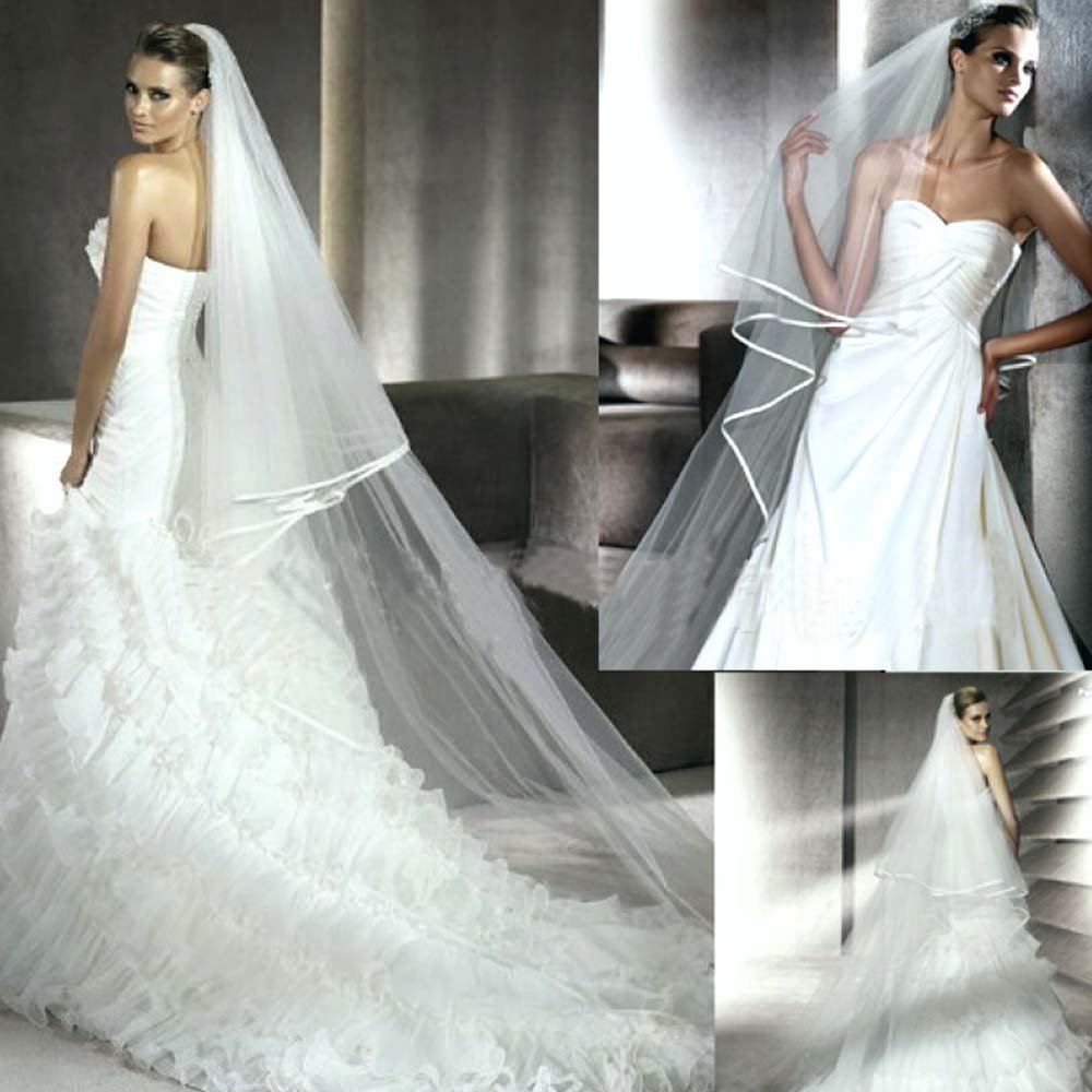 2 layer T2 Bridal Elegant Wedding Cathedral White Ivory Veil 2.5M with comb V14