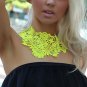 Gothic Lolita Fuchsia black white neon green lace ribbon necklace choker NR446