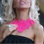 Gothic Lolita Fuchsia black white neon green lace ribbon necklace choker NR446