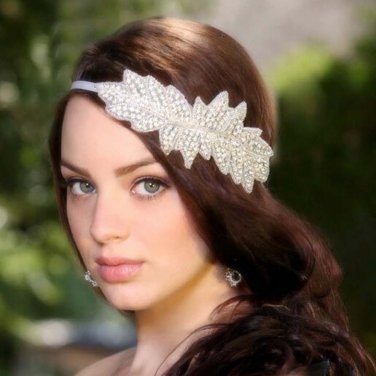 Bridal dance Rhinestone applique ribbon headband Princess Prom Tiara HR276
