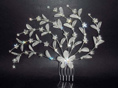 Bridal Rhinestone headpiece Crystal Wedding Hair Tiara Comb RB20 .